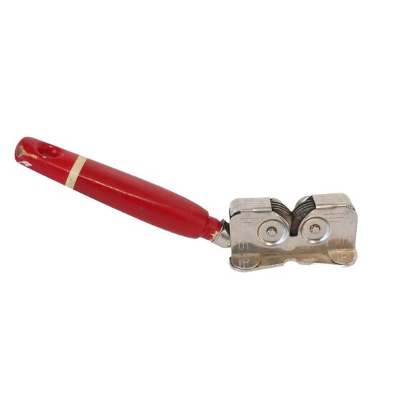 Vintage A & J EKCO Red Wood Handle Manual Pull Thru Knife Sharpener 1940's - Picture 5 of 6